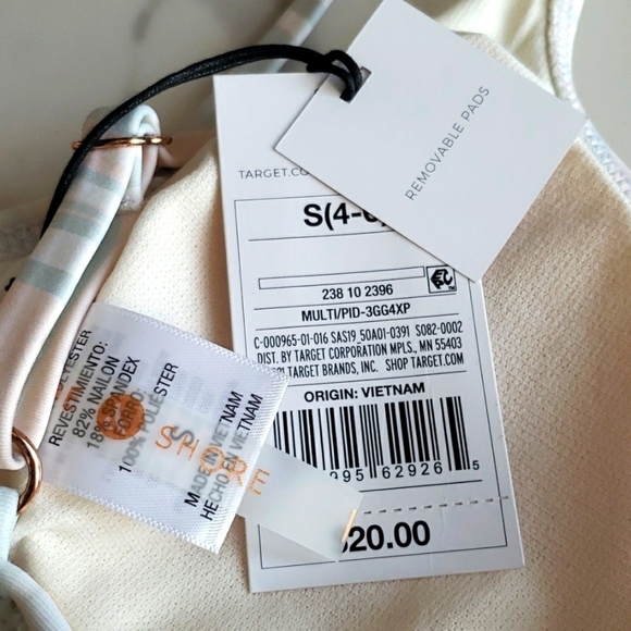 Shade & Shore Wave Bralette with Self Tie Back in Peach and Gray Size S (4-6) # - Picture 3 of 6